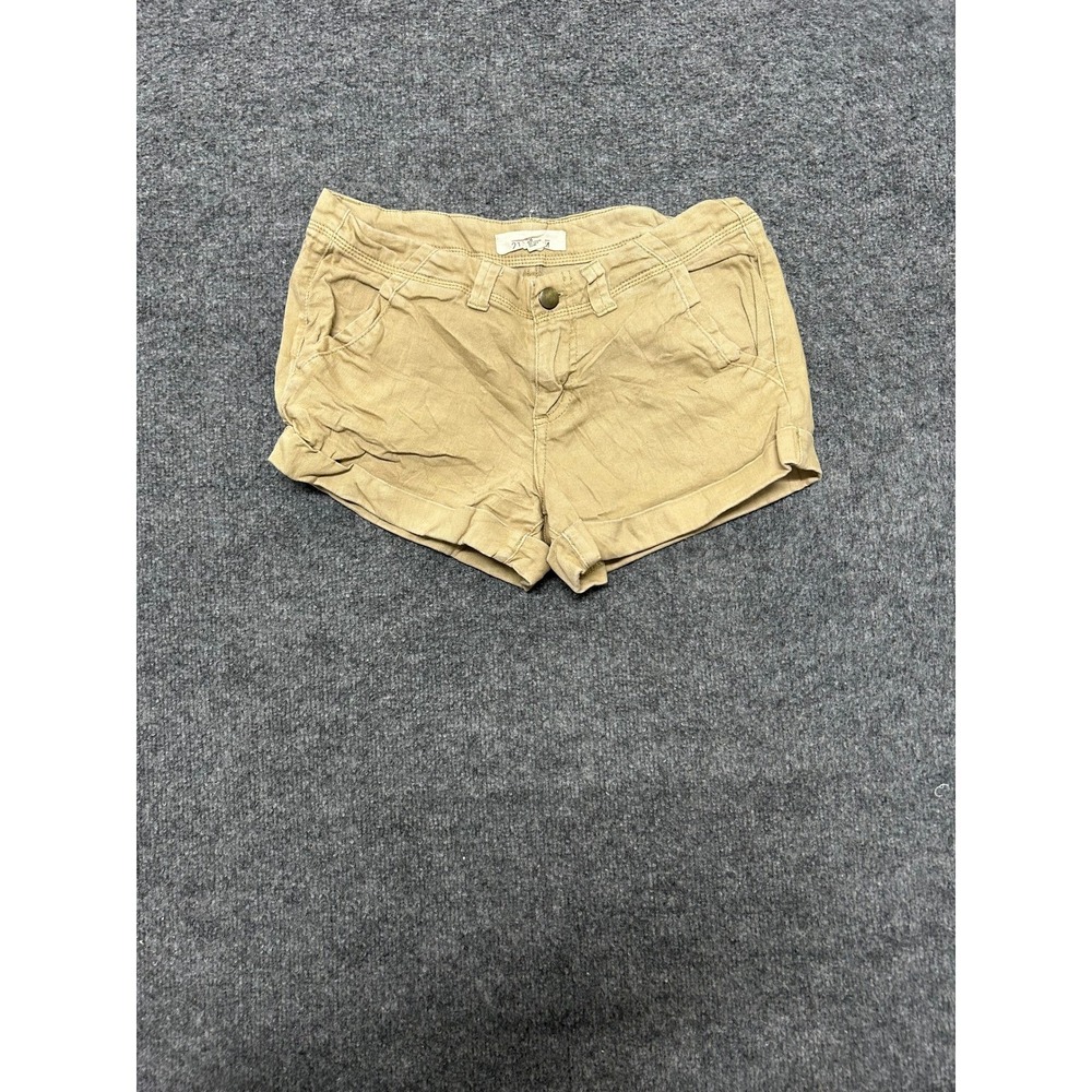 Forever 21 Shorts Womens Size 28 Tan Khaki Cuffed Low Rise Stretch Mini Casual